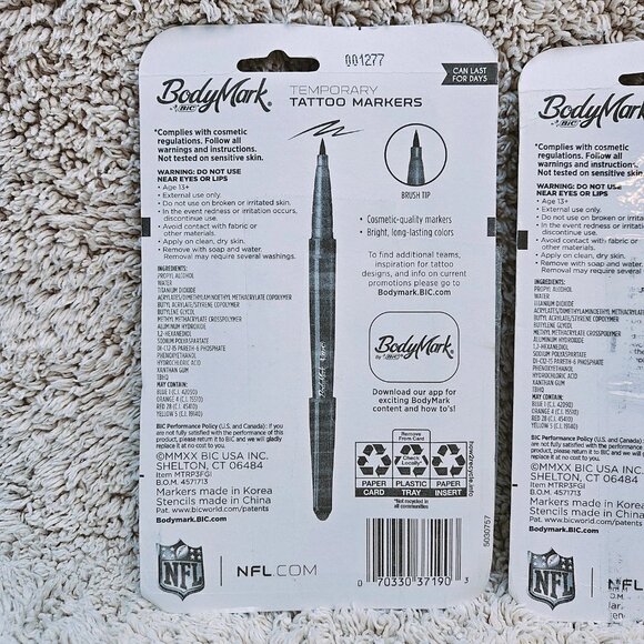 BodyMark temporary tattoo NY GIANTS stencils markers GAME DAY Superbowl Football - Picture 3 of 3